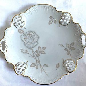 MINT Vintage w/tag Rosenthal Molier Cake Plate Platter Gold Gild Handle